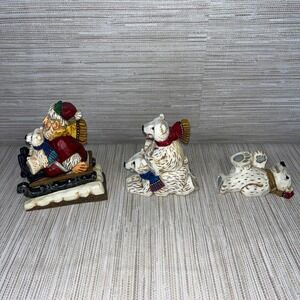 David Frykman Portfolio Christmas Ice Cubs Santa Sleigh Polar Bear Figurines Set